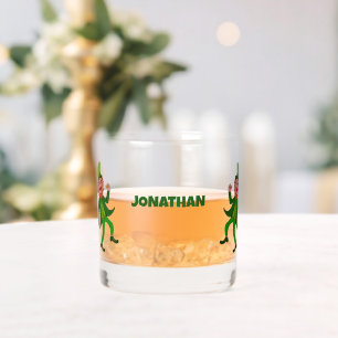 Gepersonaliseerde Cartoon Leprechaun St. Patrick's Whisky Glas