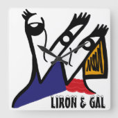 Gepersonaliseerde Cartoon paar vierkante wandklok (Voorkant)