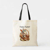 Gepersonaliseerde Cartoon paashaas Tote Bag (Achterkant)