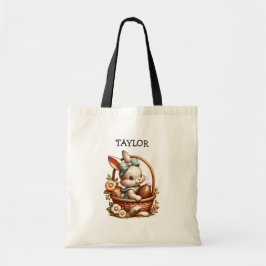 Gepersonaliseerde Cartoon paashaas Tote Bag