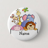 GEpersonaliseerde cartoon ZOO dieren ARK Ronde Button 5,7 Cm (Voorkant)
