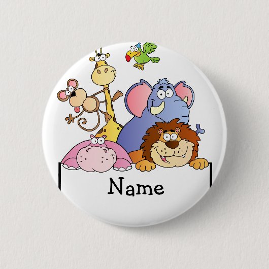 GEpersonaliseerde cartoon ZOO dieren ARK Ronde Button 5,7 Cm (Voorkant)