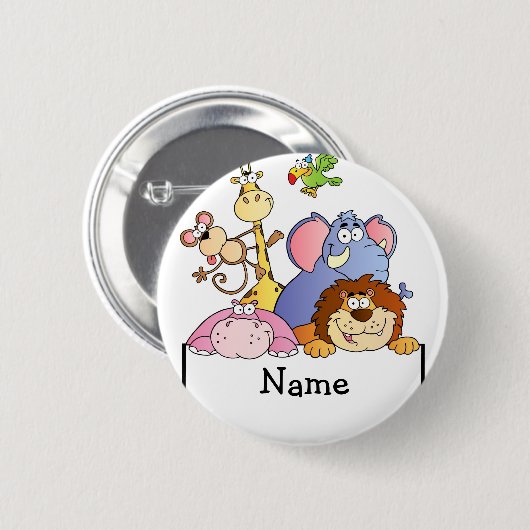 GEpersonaliseerde cartoon ZOO dieren ARK Ronde Button 5,7 Cm (Voorkant /achterkant)