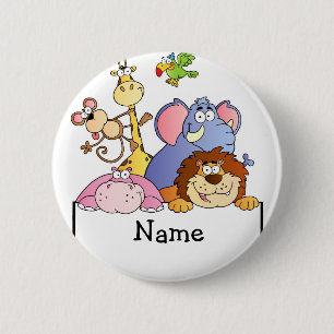 GEpersonaliseerde cartoon ZOO dieren ARK Ronde Button 5,7 Cm