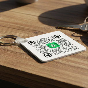 Gepersonaliseerde Cash App QR-code Sleutelhanger