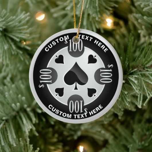 Gepersonaliseerde Casino Poker Chip Kerstmis Keramisch Ornament (Boom)