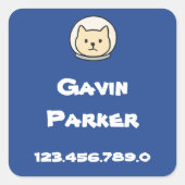 Gepersonaliseerde Cat Astronaut Naam Label Sticker (Voorkant)