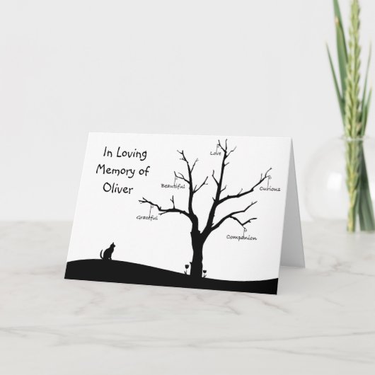Gepersonaliseerde Cat Bereavement Sympathy Card Kaart (Voorkant)