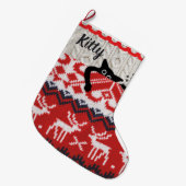 Gepersonaliseerde Cat Christmas Stocking Custom Na Grote Kerstsok (Voorkant (Hangend))