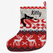 Gepersonaliseerde Cat Christmas Stocking Custom Na Grote Kerstsok (Achterkant)
