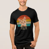 Gepersonaliseerde  Cat Custom Retro Pet Foto Tri-Blend Shirt (Voorkant)