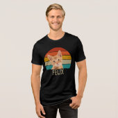 Gepersonaliseerde  Cat Custom Retro Pet Foto Tri-Blend Shirt (Voorkant volledig)