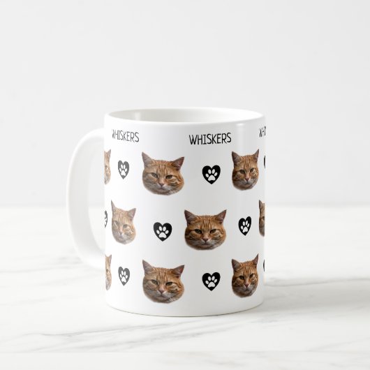 Gepersonaliseerde Cat Face Foto Koffiemok (Voorkant links)