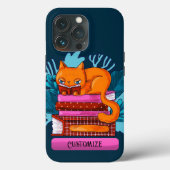 Gepersonaliseerde Cat goedgekeurde boeken Blauwgro Case-Mate iPhone Case (Achterkant)