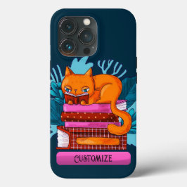 Gepersonaliseerde Cat goedgekeurde boeken Blauwgro Case-Mate iPhone Case