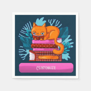 Gepersonaliseerde Cat goedgekeurde boeken Blauwgro Servet