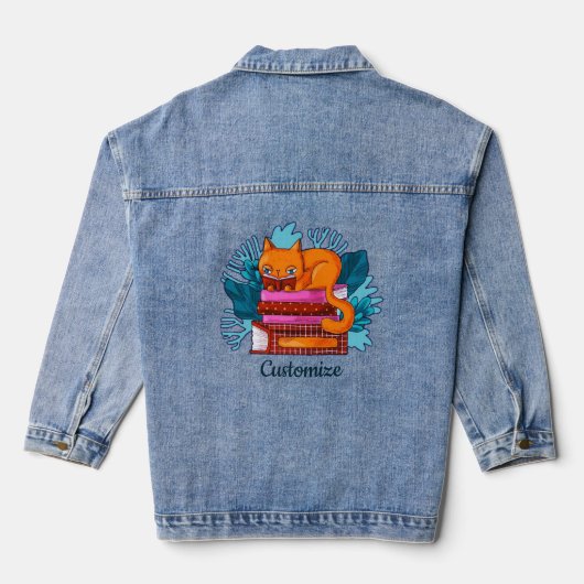 Gepersonaliseerde Cat goedgekeurde boeken Denim Jacket (Achterkant)