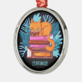 Gepersonaliseerde Cat goedgekeurde boeken Metalen Ornament (Links)