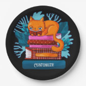 Gepersonaliseerde Cat goedgekeurde boeken Papieren Bordje (Voorkant)