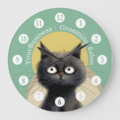 Gepersonaliseerde Cat Grooming Salon Grote Klok (Voorkant)