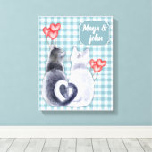 Gepersonaliseerde Cat Love Uitgerekt Canvas Print (Insitu (Houten vloer))