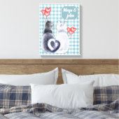 Gepersonaliseerde Cat Love Uitgerekt Canvas Print (Insitu (Slaapkamer))