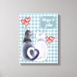 Gepersonaliseerde Cat Love Uitgerekt Canvas Print