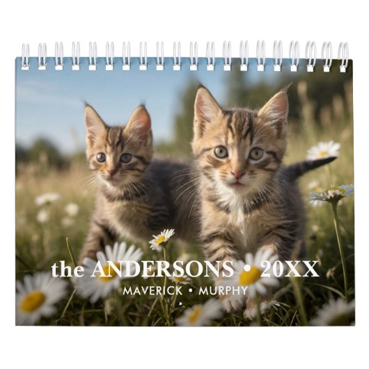 Gepersonaliseerde Cat Lovers Familie Custom 2026 F Kalender (Hoes)
