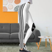 Gepersonaliseerde Cat Mama Zwart Wit Gestreept Sti Leggings