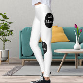 Gepersonaliseerde Cat Mama Zwart Wit Gestreept Sti Leggings