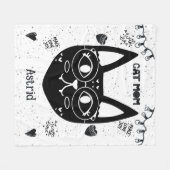 Gepersonaliseerde Cat Mom Schattigee en Gezellige  Fleece Deken (Voorkant (Horizontaal))