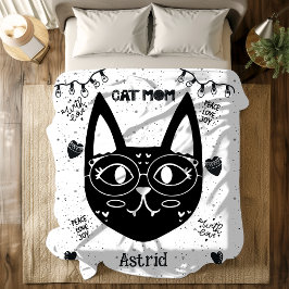 Gepersonaliseerde Cat Mom Schattigee en Gezellige  Fleece Deken