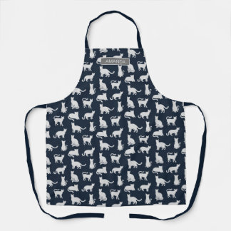 Gepersonaliseerde Cat Pattern Navy Blue Schort