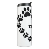 Gepersonaliseerde Cat Paw Print Hart Thermische Tu Thermosbeker (Gedraaid links)