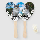 Gepersonaliseerde Cat Photo Hand Fan met Naam Handwaaier (Voorkant en achterkant)
