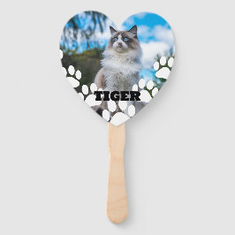 Gepersonaliseerde Cat Photo Hand Fan met Naam Handwaaier