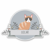 Gepersonaliseerde Cat Sticker Vinyl - De naam van  (Voorkant)