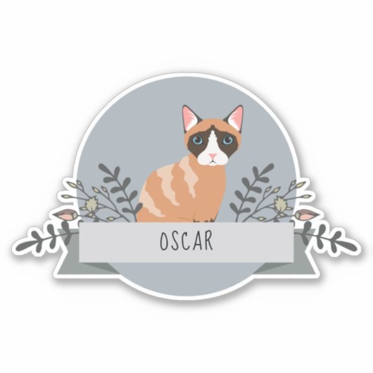 Gepersonaliseerde Cat Sticker Vinyl - De naam van  (Voorkant)