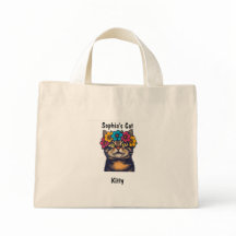 Gepersonaliseerde Cat Tas met Bloemenkroon