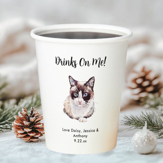 Gepersonaliseerde Cat Wedding Papieren Bekers