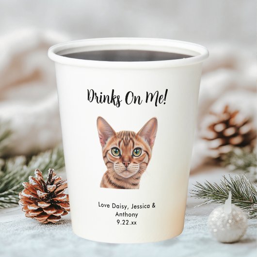 Gepersonaliseerde Cat Wedding Papieren Bekers