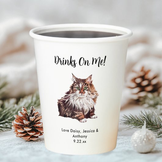 Gepersonaliseerde Cat Wedding Papieren Bekers