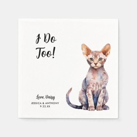 Gepersonaliseerde Cat Wedding Servet (Voorkant)