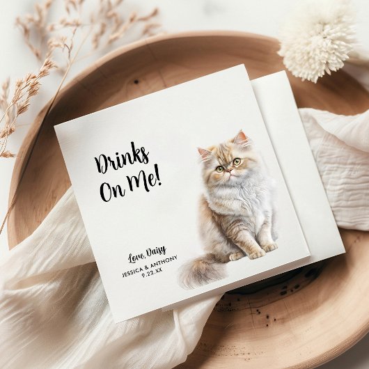 Gepersonaliseerde Cat Wedding Servet