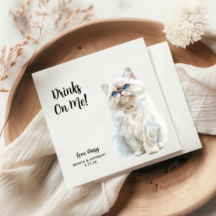 Gepersonaliseerde Cat Wedding Servet