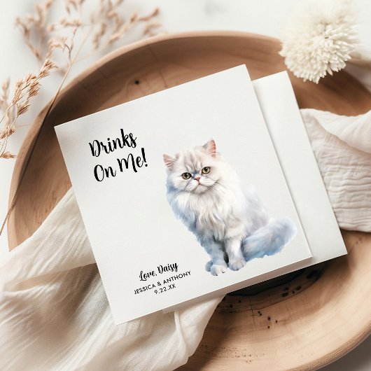 Gepersonaliseerde Cat Wedding Servet
