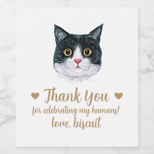 Gepersonaliseerde Cat Wedding Wijn Etiket (Enkel label)