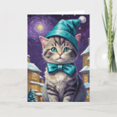 Gepersonaliseerde  Cat Xmas Kaart (Voorkant)