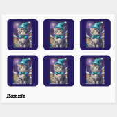Gepersonaliseerde  Cat Xmas Vierkante Sticker (Vel)