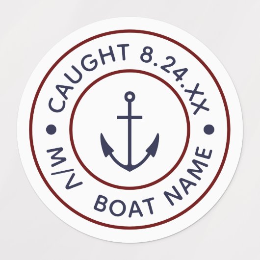 Gepersonaliseerde Catch of the Day Logo Round Labe Labels (Design 2)